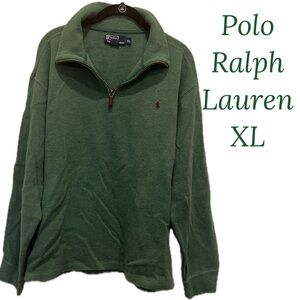 Ralph Lauren Polo Green Cotton Pullover Quarter Zip XL